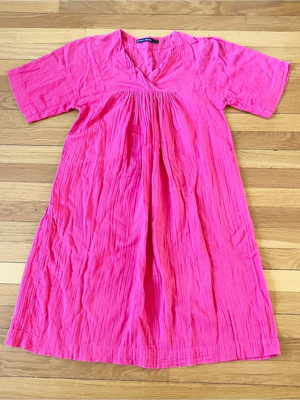 Gudrun Sjoden Coral Pink Organic Cotton Lagenlook Boho Tunic Dress Small